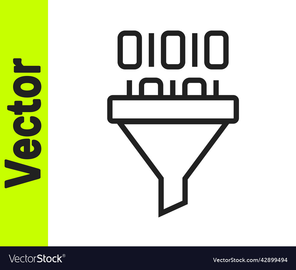 Black line binary code icon isolated on white