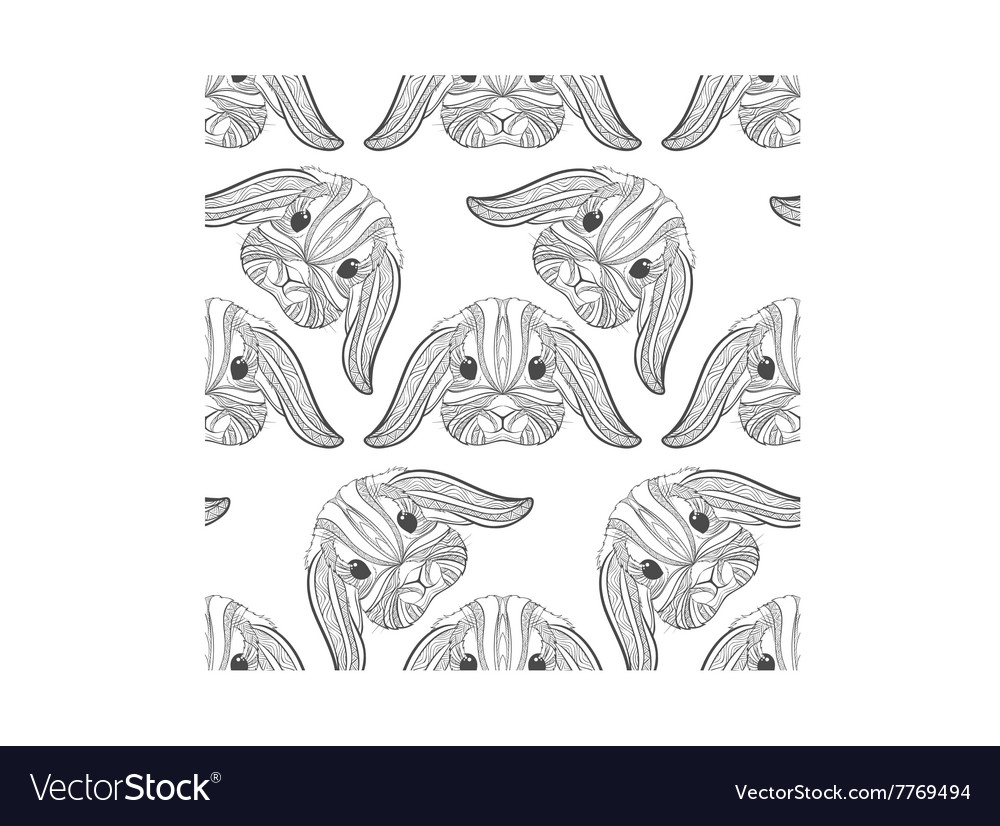 Boho Rabbit Seamless Pattern