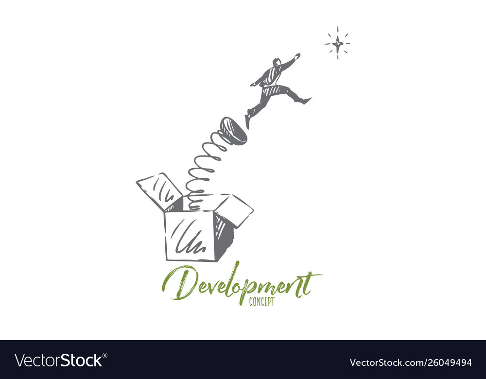 Development concept sketch isolated vector image Development concept sketch isolated