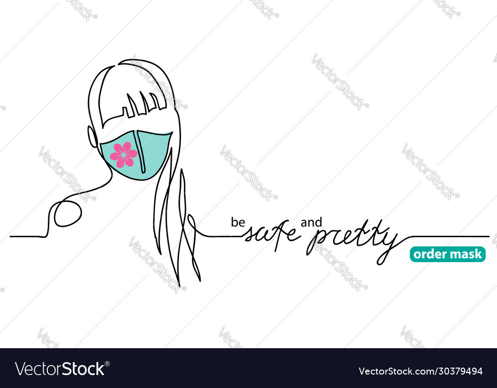 Girl In Color Medical Face Mask Be Safe And Vector Image