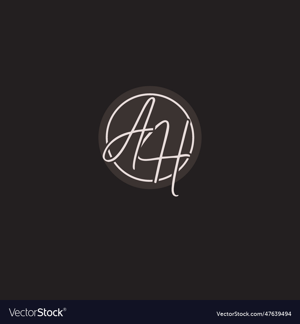 Initials ah logo monogram with simple circle line