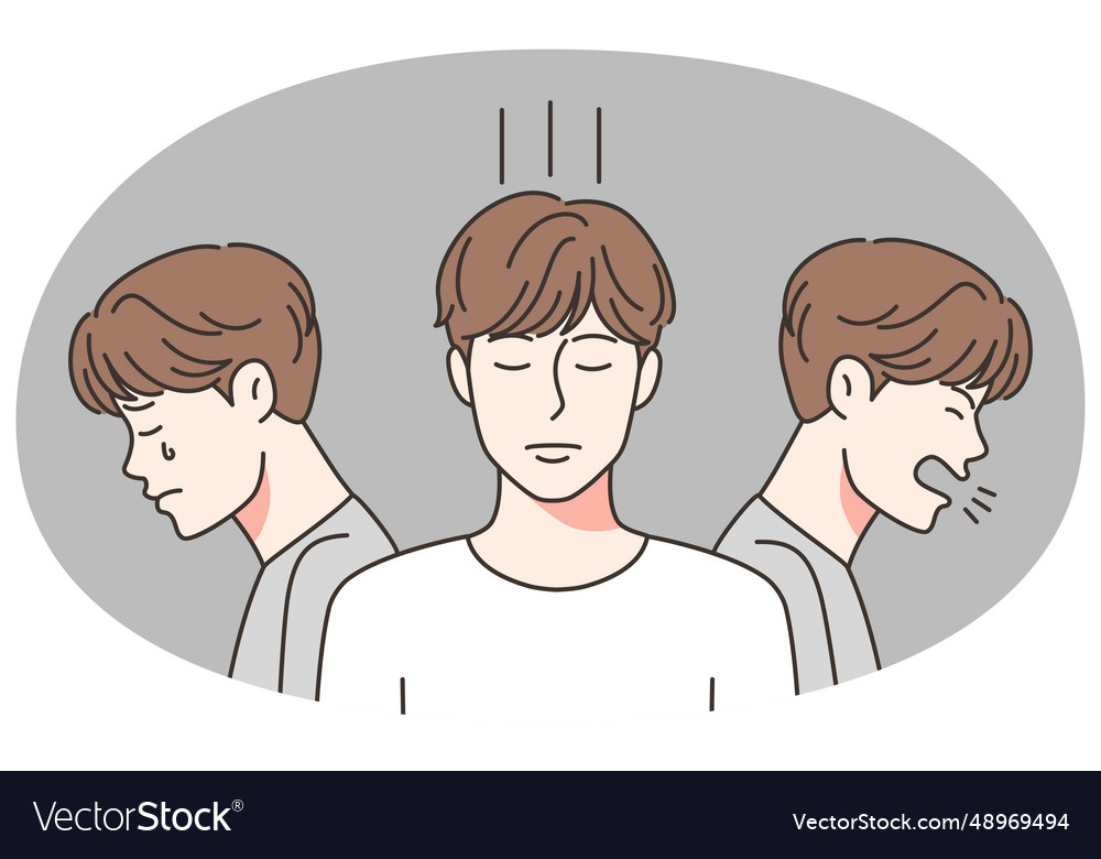 Man having different emotions vector image Man having different emotions