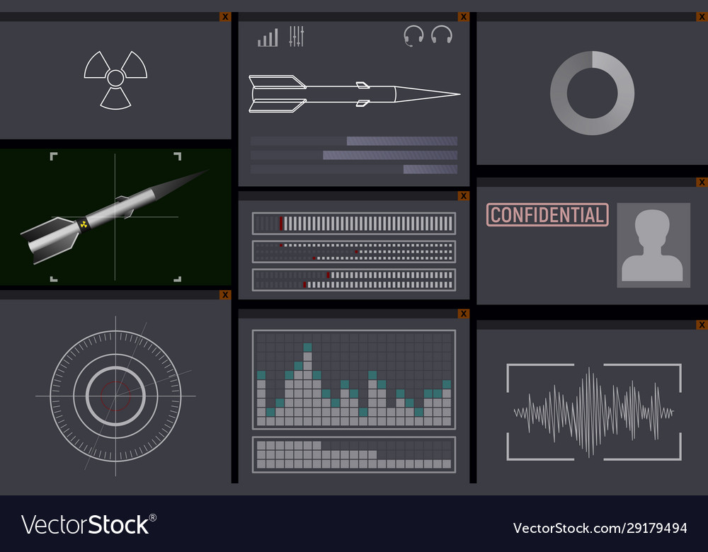 Nuclear missile control program vector image Nuclear missile control program