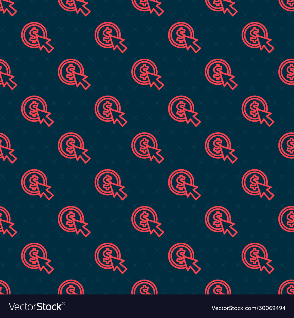 Red line cursor and coin icon isolated seamless
