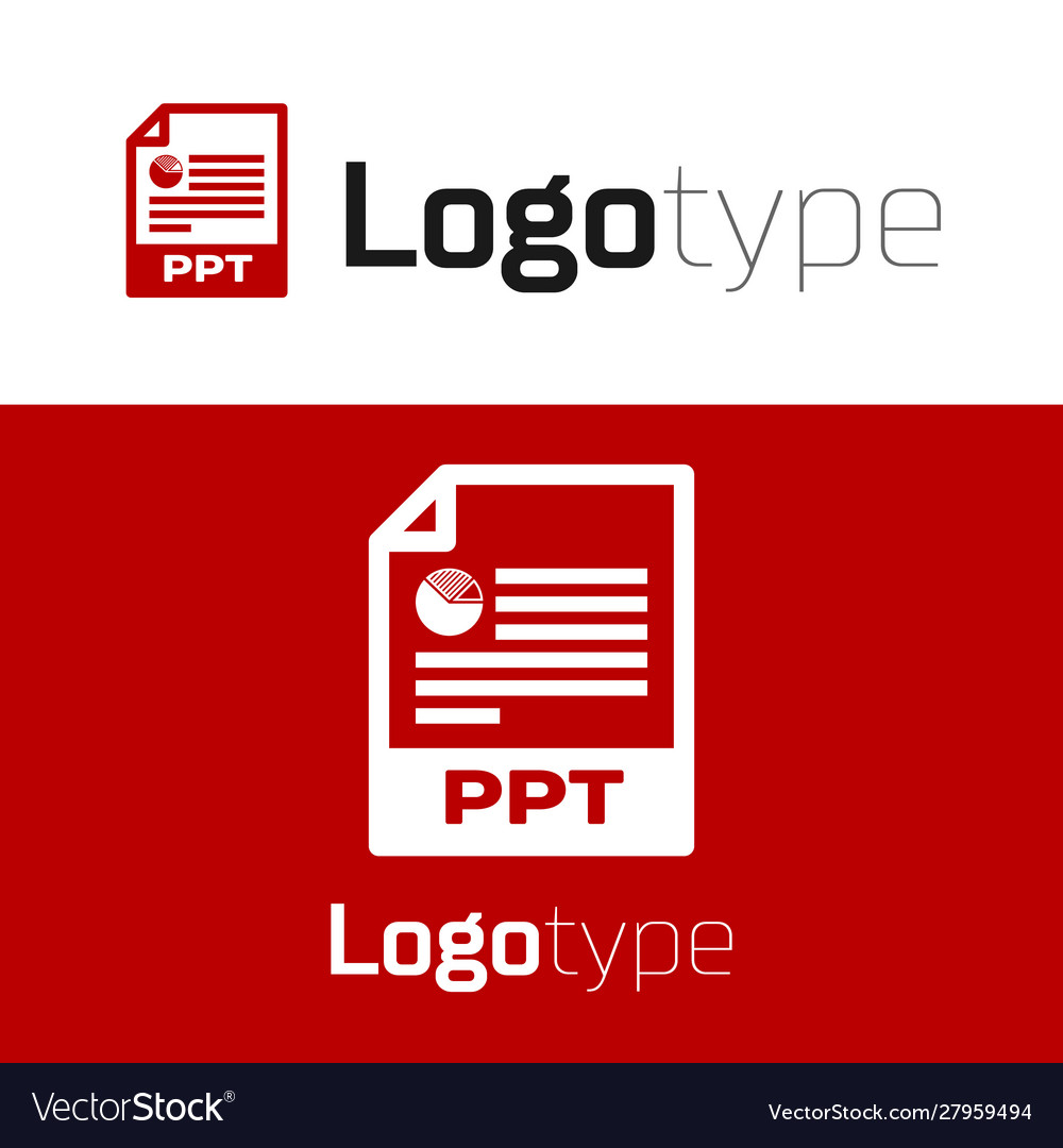 Red ppt file document download button icon vector image Red ppt file document download button icon