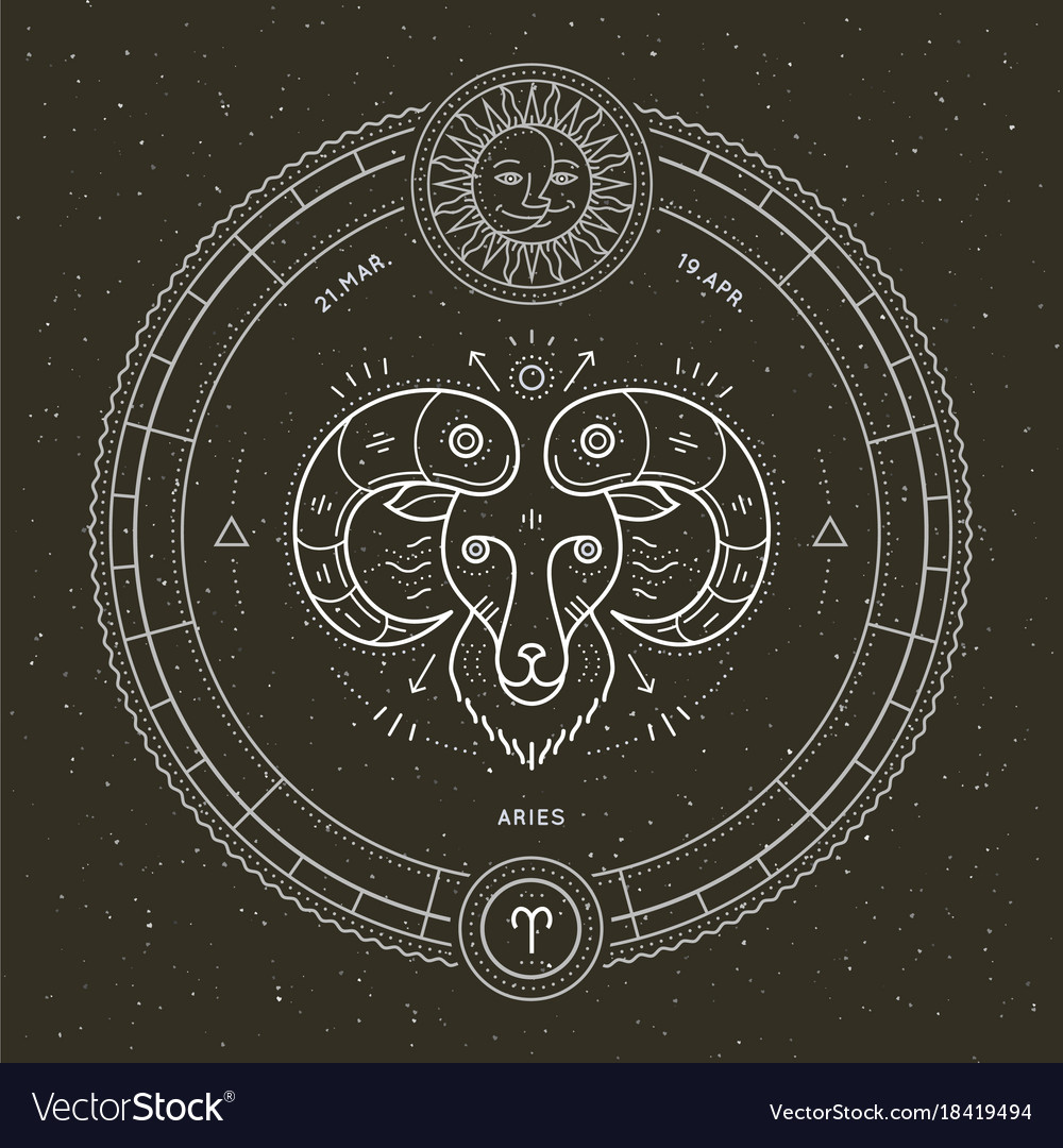 Retro Aries Zodiac Sign Label
