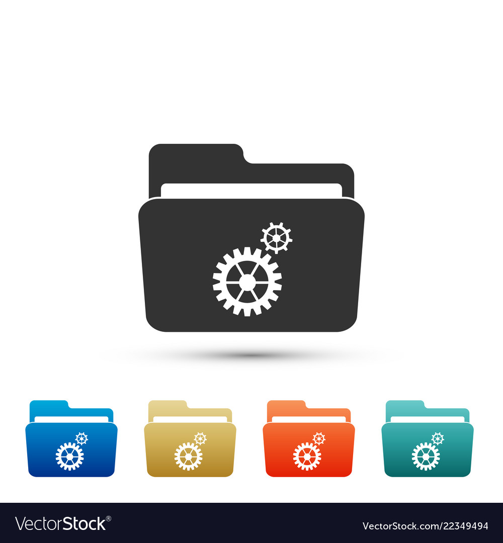 Settings folder with gears icon isolated