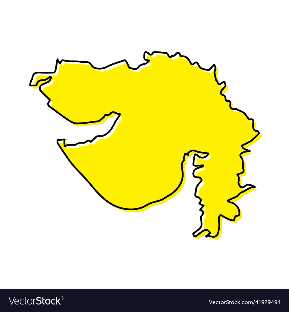 Simple outline map of gujarat is a state india vector image