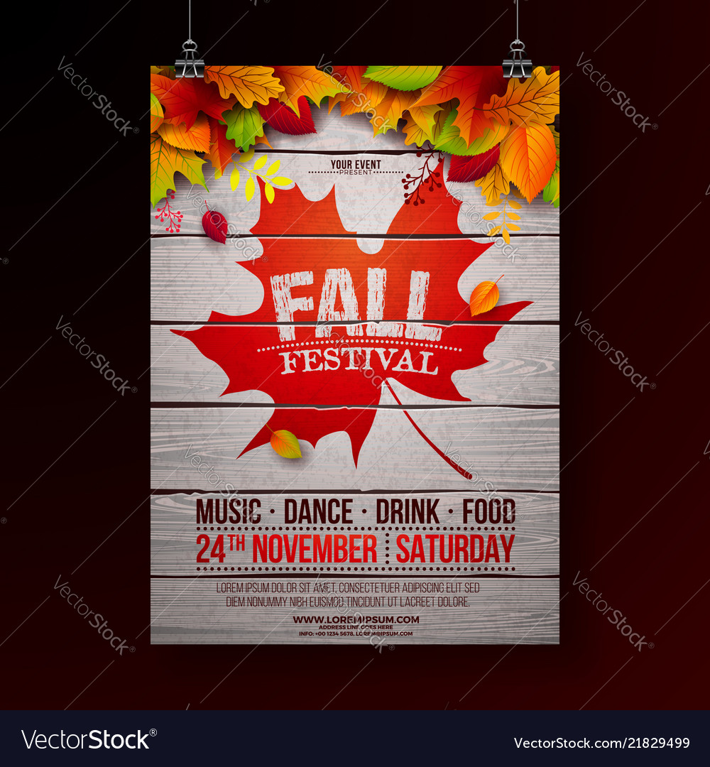 autumn party flyer with falling royalty free vector image fall party flyer
