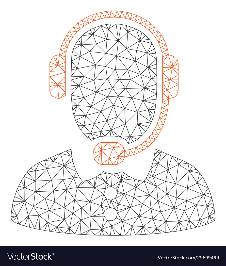 Call center operator polygonal frame mesh vector image Call center operator polygonal frame mesh
