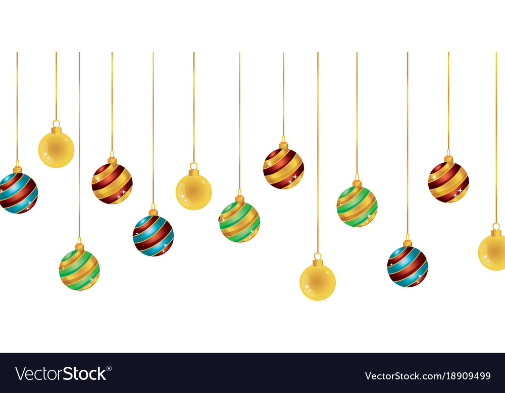 Circle balls hanging decoration christmas design Vector Image