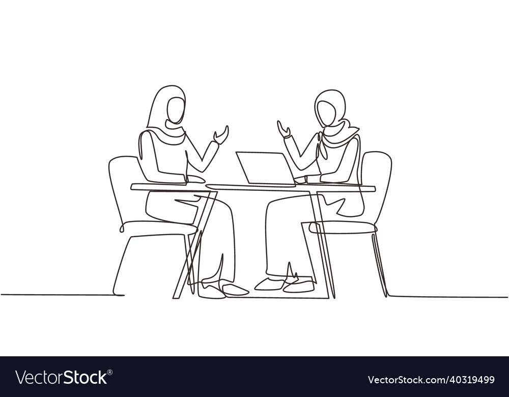 Continuous one line drawing muslim tv show Vector Image