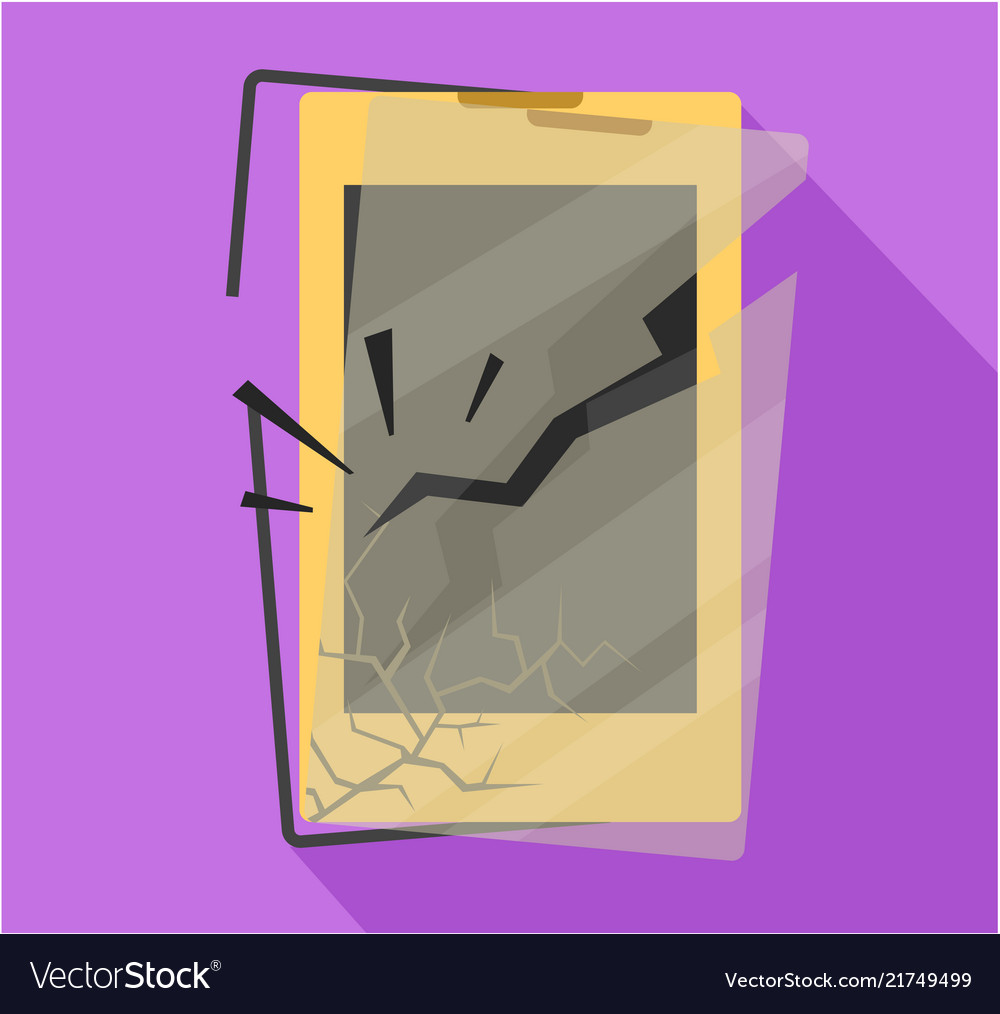 Crashed smart phone display vector image Crashed smart phone display