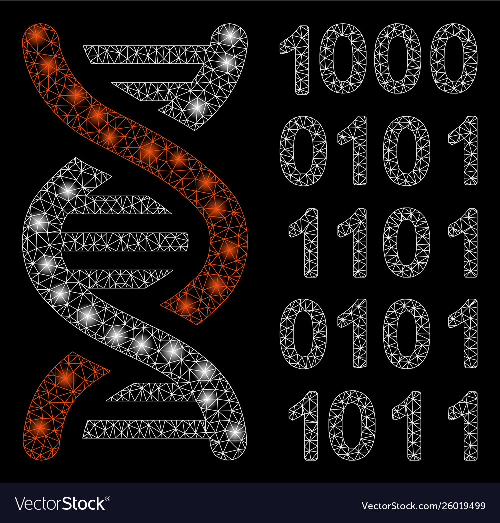 Glowing mesh network genetical code with light vector image Glowing mesh network genetical code with light