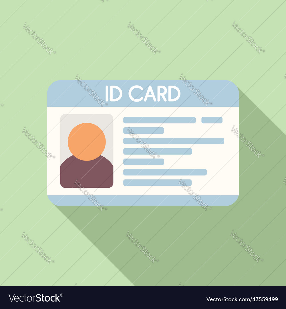 Id card pass icon flat name photo Royalty Free Vector Image