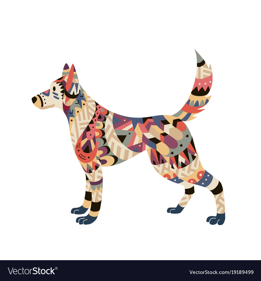 Isolated dog in tribal style symbol of 2018