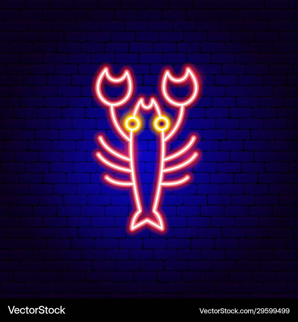 Lobster neon sign Royalty Free Vector Image VectorStock