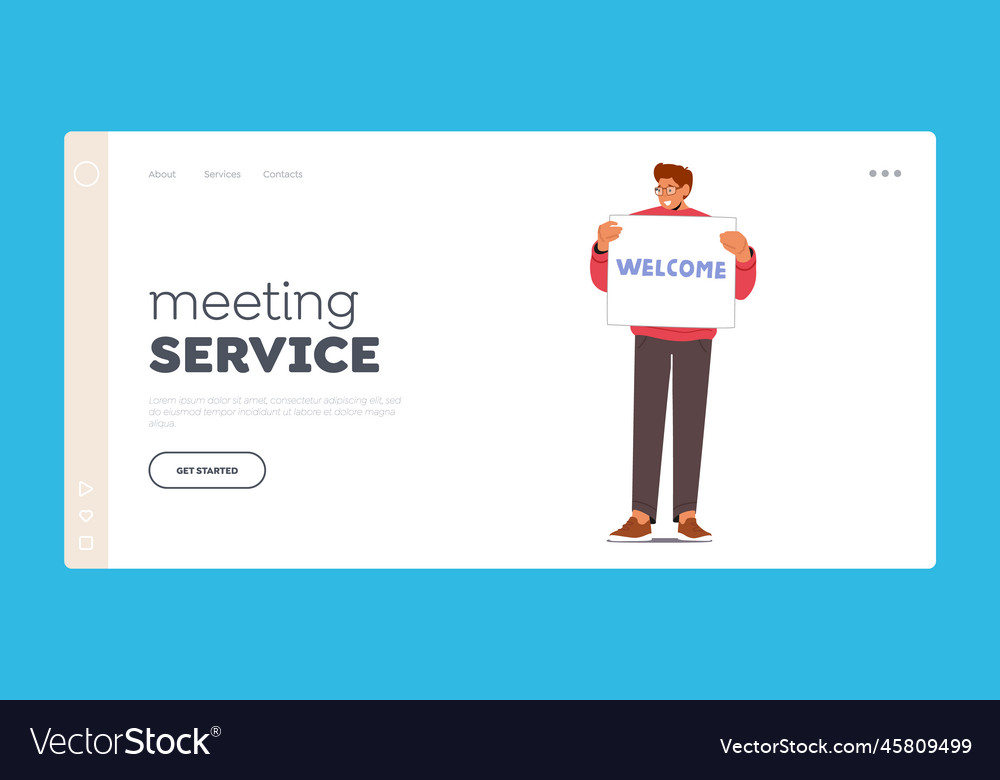 Meeting service landing page template travel vector image Meeting service landing page template travel