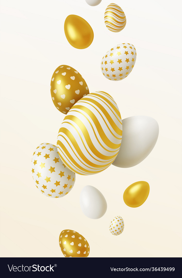 Realistic background composition 3d easter eggs Vector Image