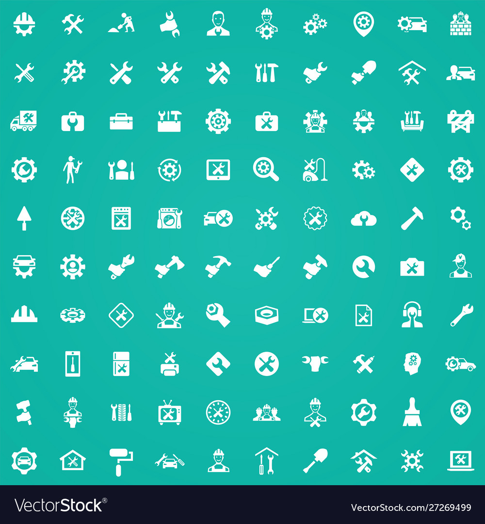 Repair 100 icons universal set for web and ui