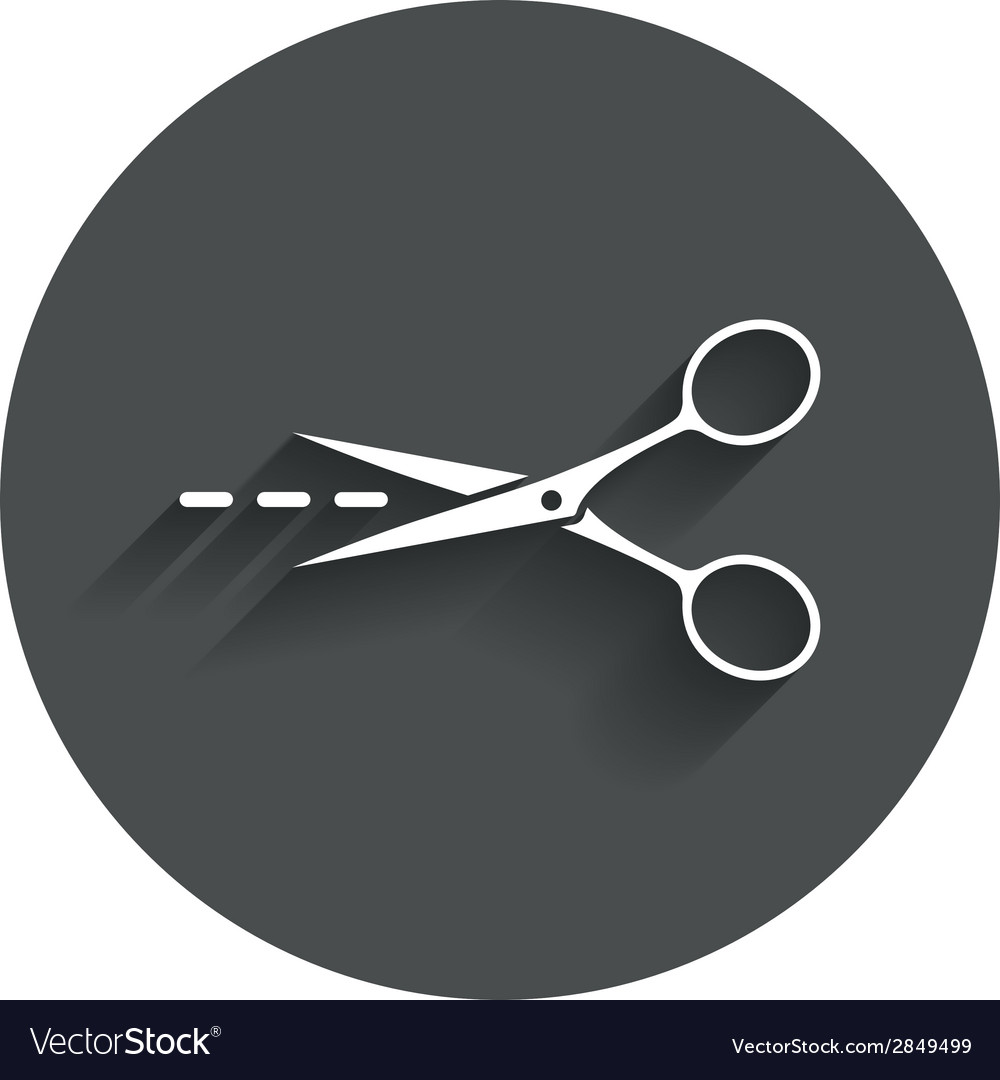 Scissors with cut line sign icon tailor symbol