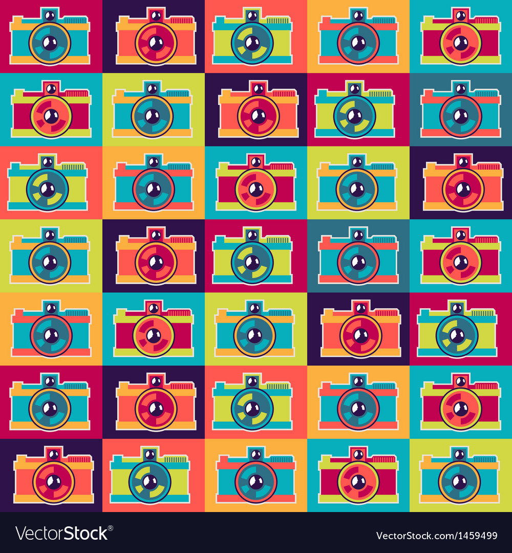 Seamless pattern in retro style with cameras