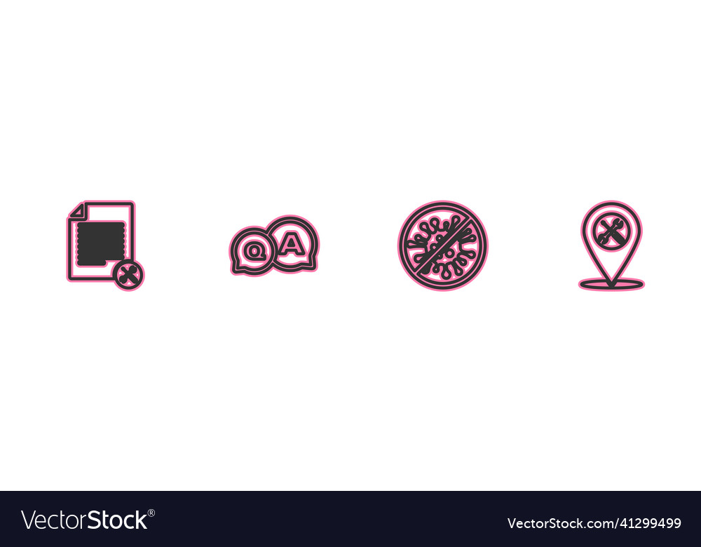 Set line file document service stop virus Vector Image Set line file document service stop virus