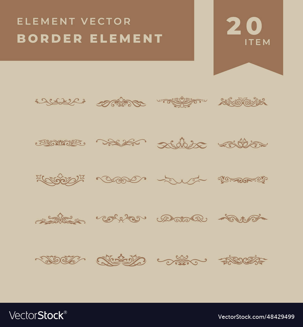 Set or collection of border horizontal line