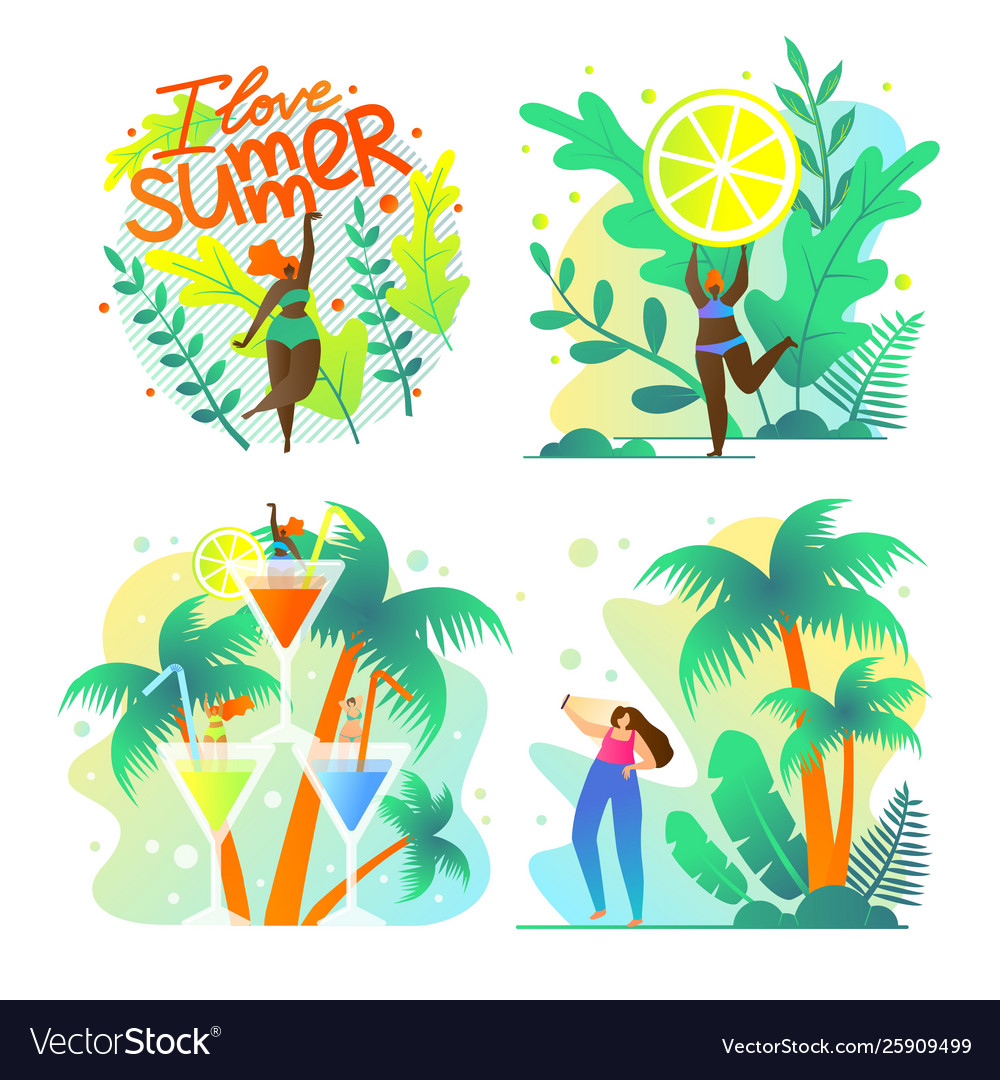 Set Poster ich liebe Sommerobst und exotisch