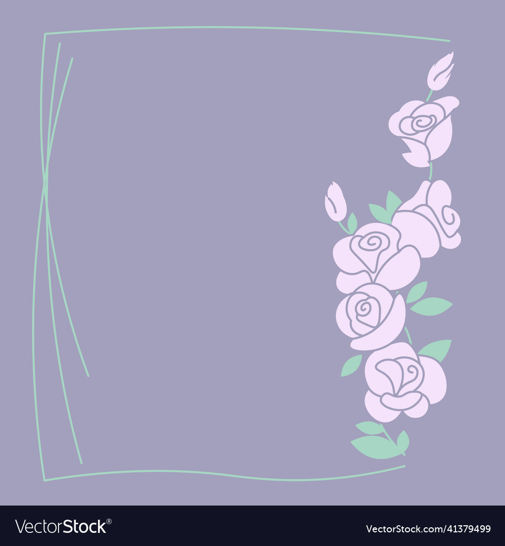 Square art template with pink rose flowers frame