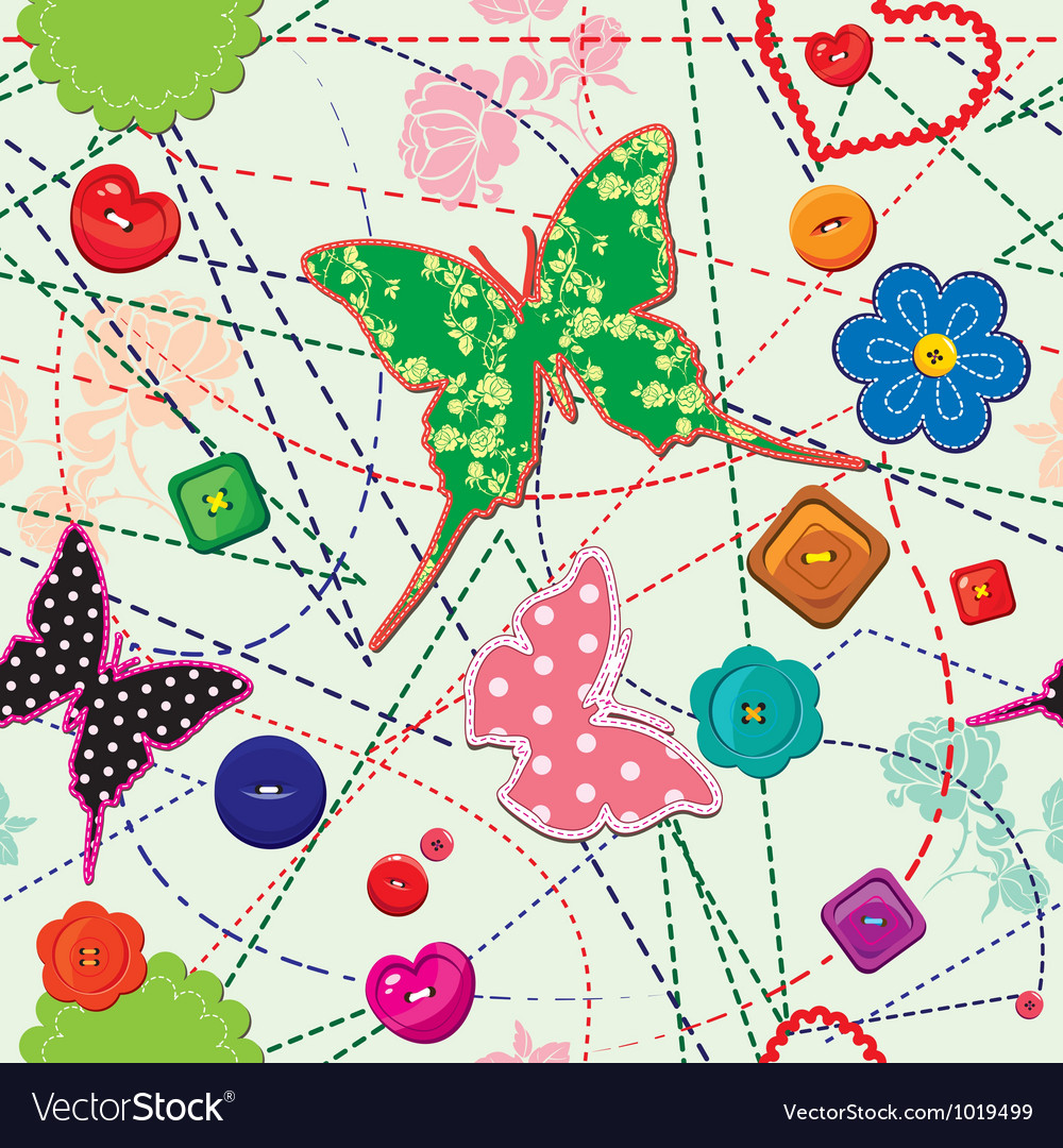 Stitch & Button Seamless Pattern