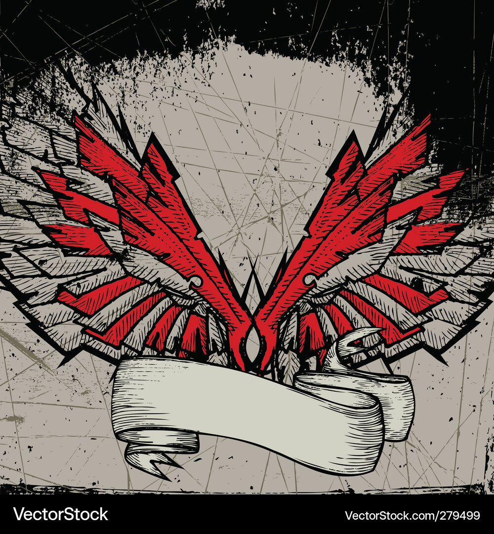 Vintage Wing Frame - Grunge Texture Royalty Free Vector