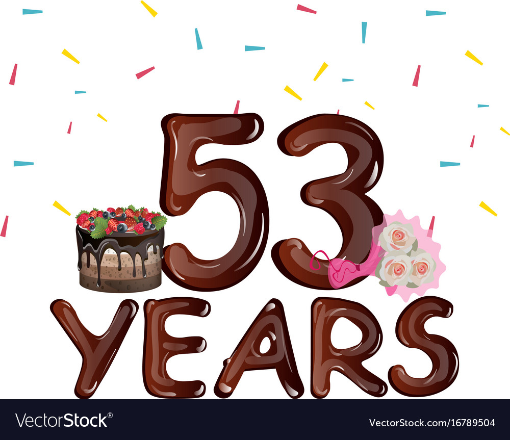 53 years birthday design for greeting cards