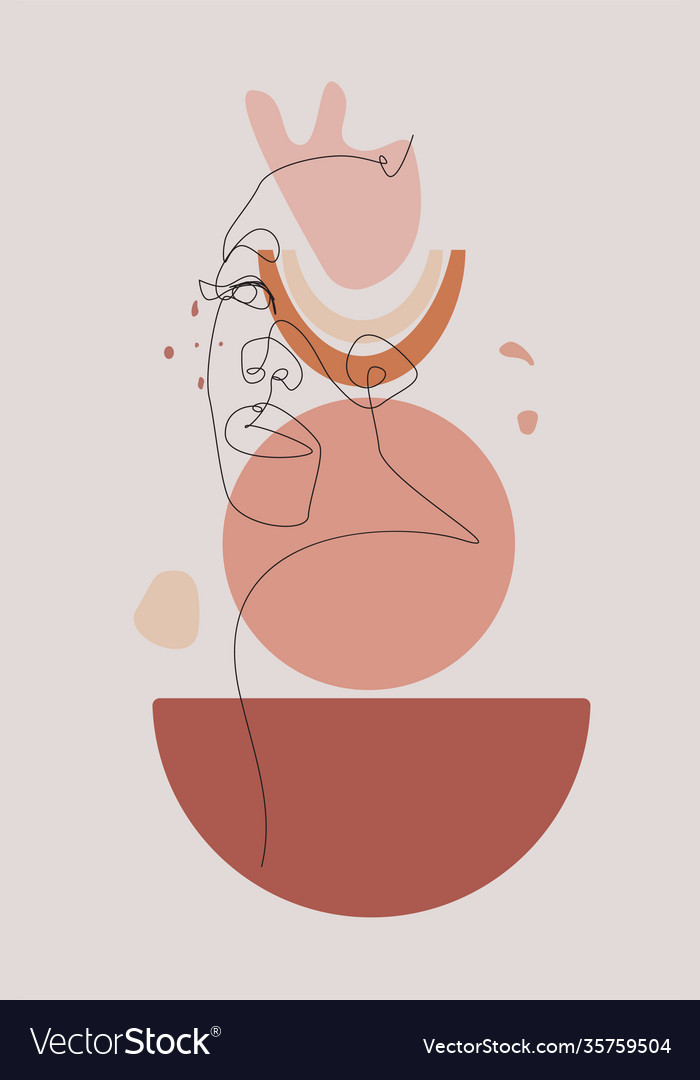 Abstract boho with minimal line art face