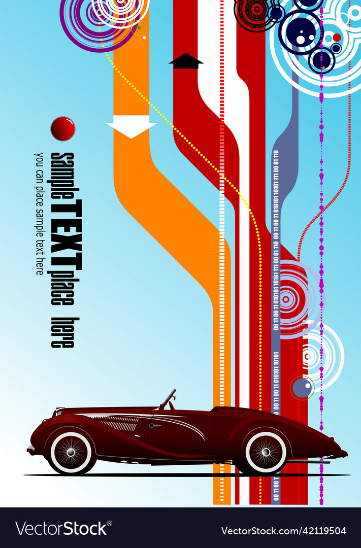 Abstract hi-tech background with old car image