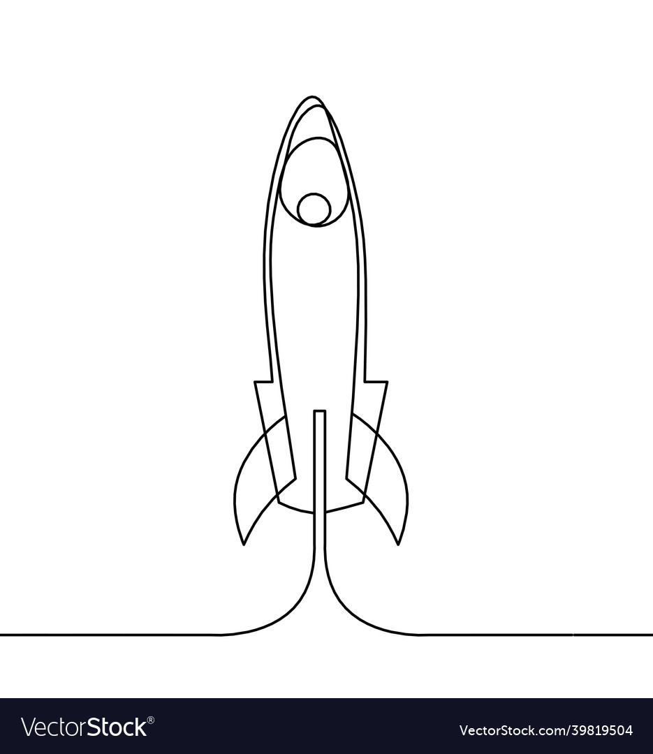 Abstract rocket as continuous line drawing