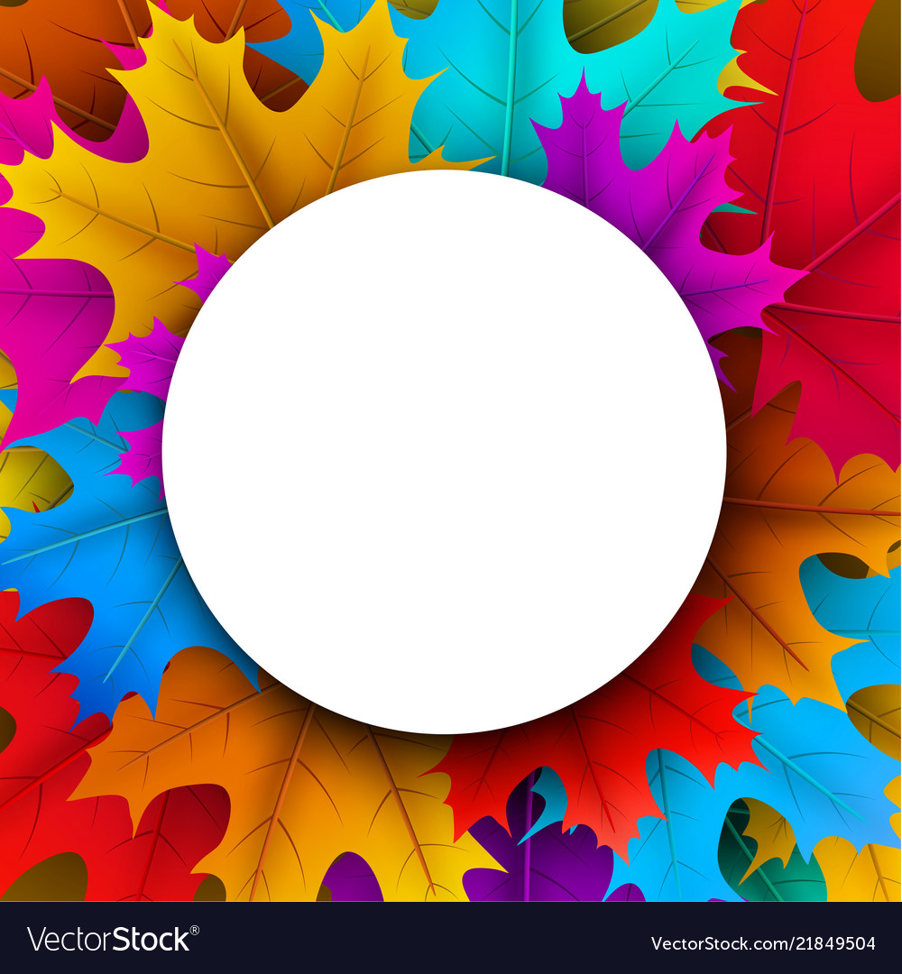 Autumn background with round frame and maple