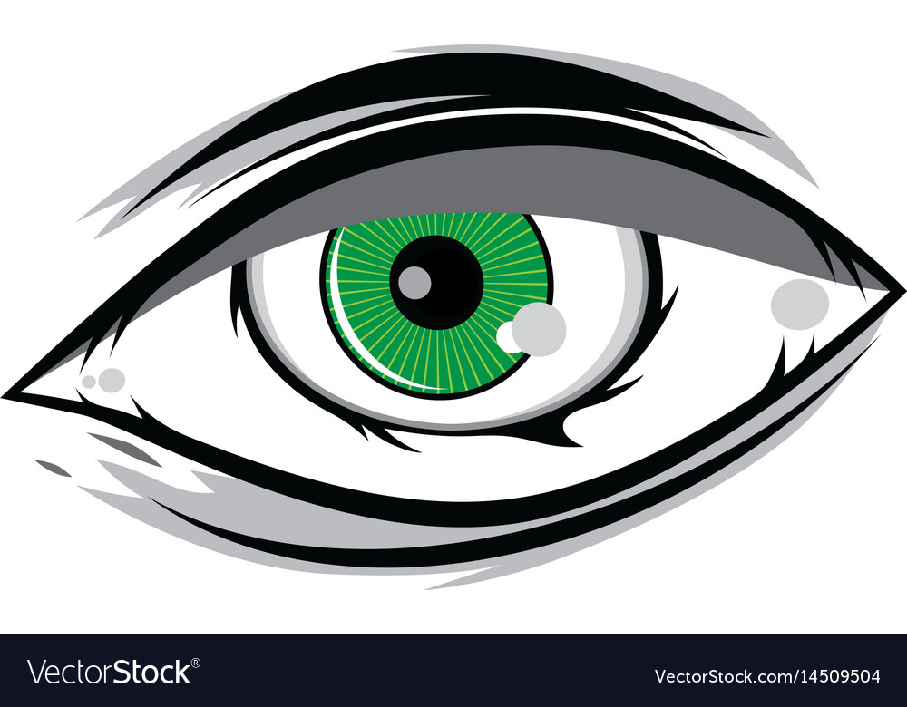 Cartoon angry green horus god eyes for comics Vector Image