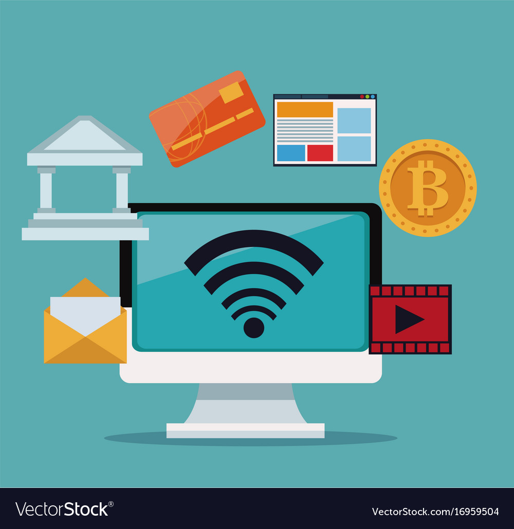 Color background of display computer with icons