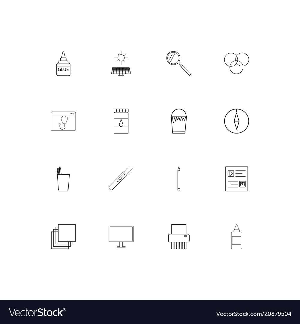 Creative process and design linear thin icons set