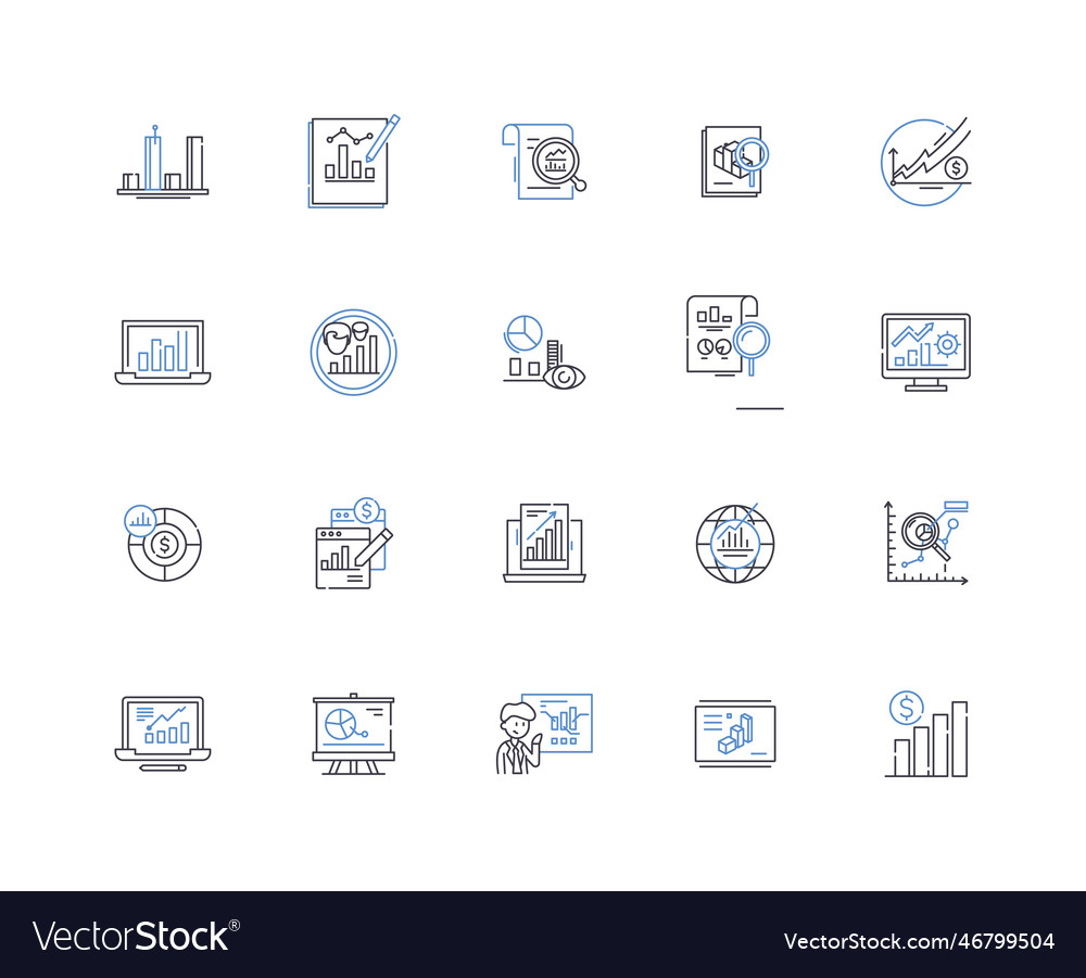 Data rendering line icons collection