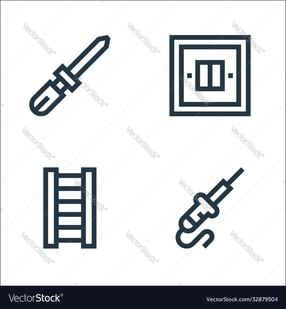 Electrician tools and line icons linear set Vector Image Electrician tools and line icons linear set