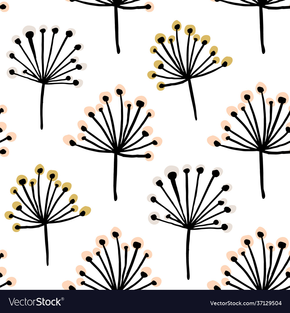 Elegant seamless pattern with flower branch