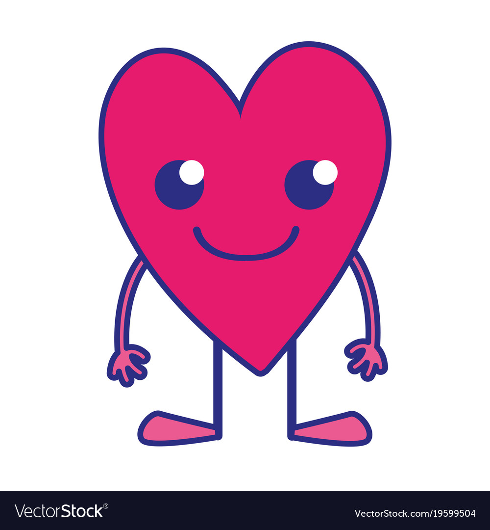 Full color smile heart kawaii with arms and legs