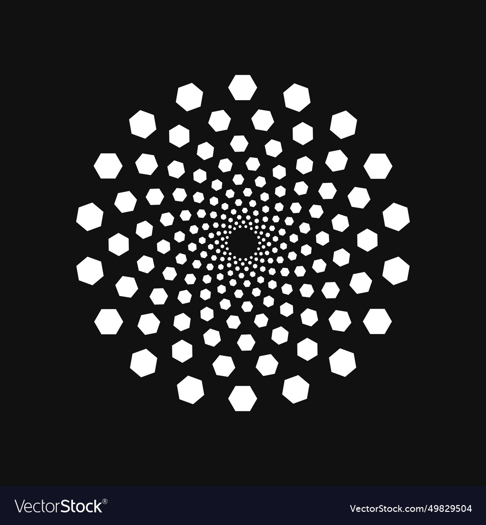 Halftone point vortex on dark abstract futuristic