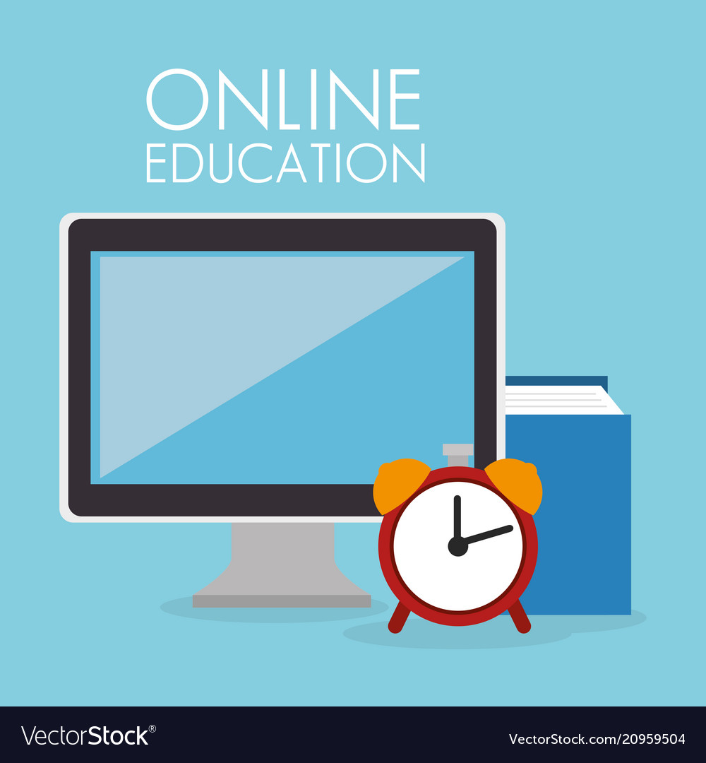 On line education with desktop computer Vector Image On line education with desktop computer