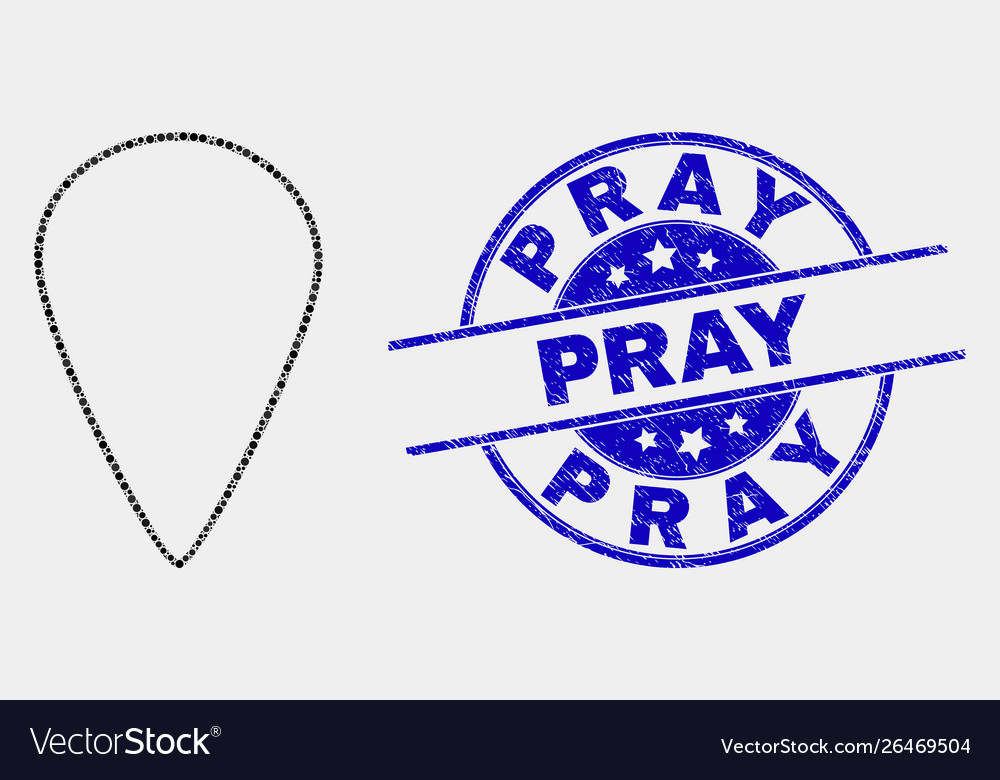Pixel map pointer icon and grunge pray vector image Pixel map pointer icon and grunge pray