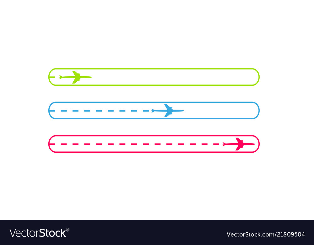 Progress loading bar with airplane is in a dotted