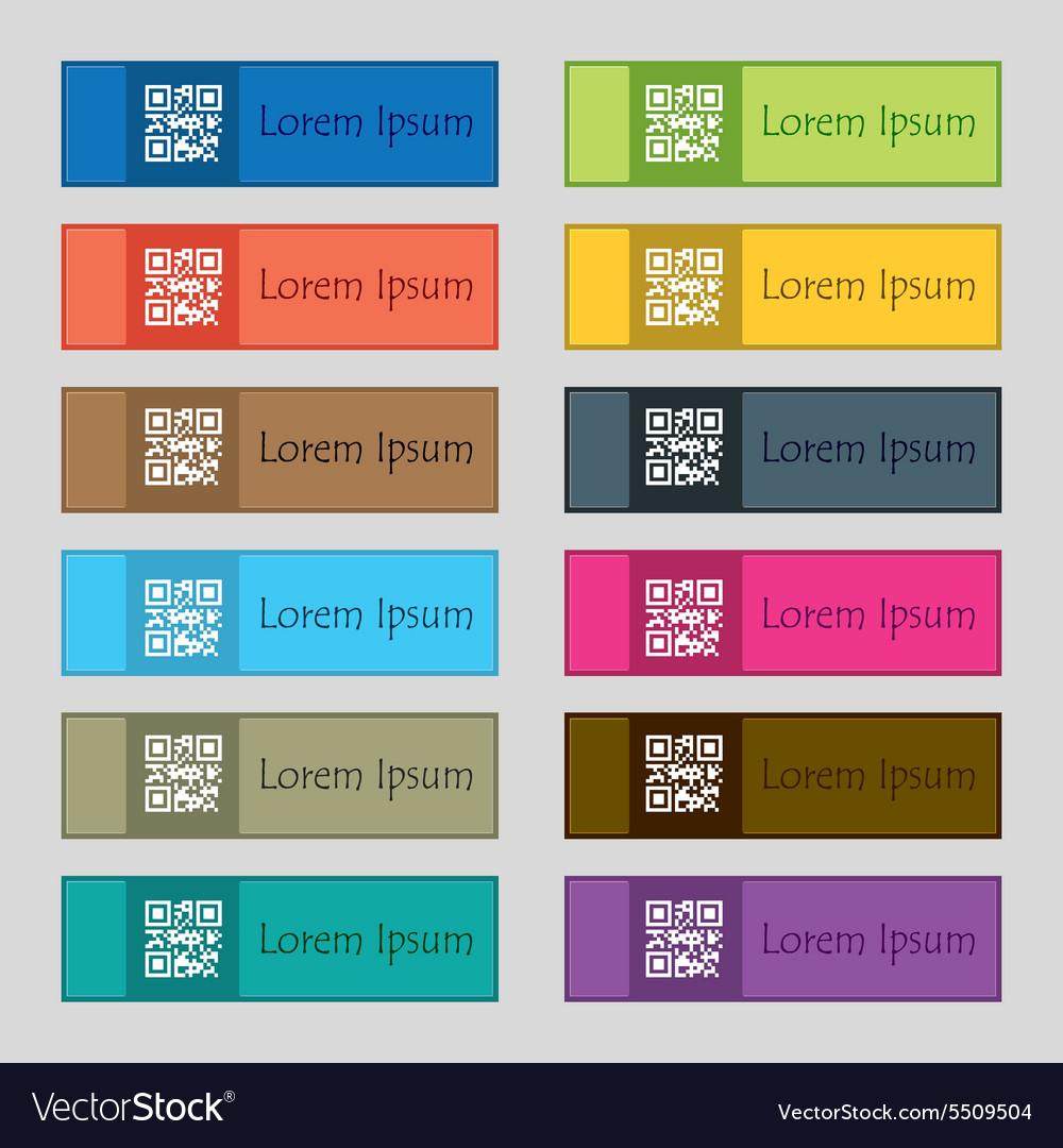 Qr code icon sign set of twelve rectangular