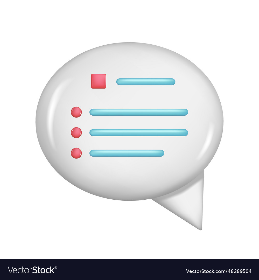 Realistic 3d white speech bubble message button